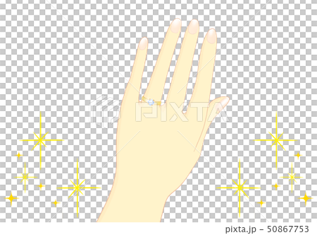 薬指にダイヤの指輪 女性 ゴールド（キラキラ） 50867753