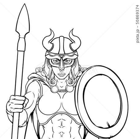 Viking Female Gladiator Warrior Woman Team Mascot  50869374