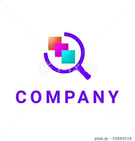 magnifying glass logo, orange, three paper in the magnifying glass logo, orange, three paper in the 50869519
