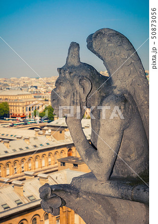 Gargoyle on Notre Dame Cathedral, Paris Gargoyle on Notre Dame Cathedral, Paris 50873056