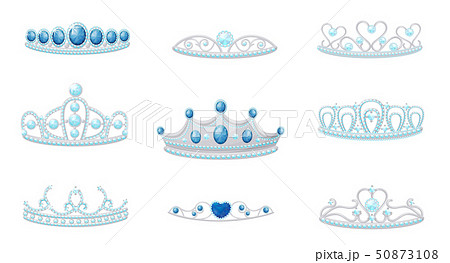 Set Crowns Image Vector Illustration On White のイラスト素材