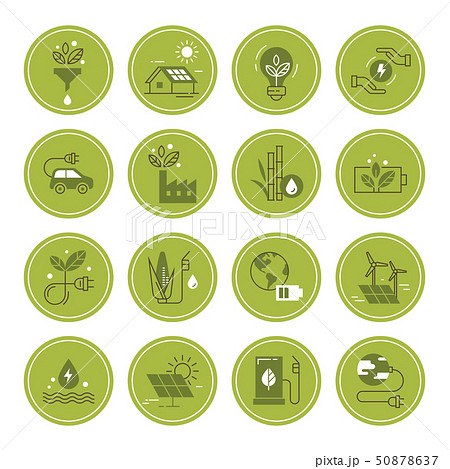 Set of clean energy vector icons in flat style. 50878637