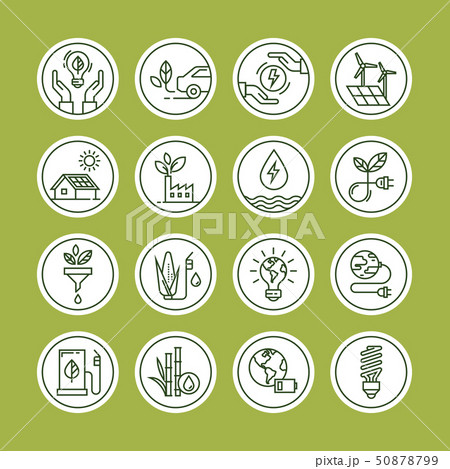 Green energy icon set in line style. 50878799