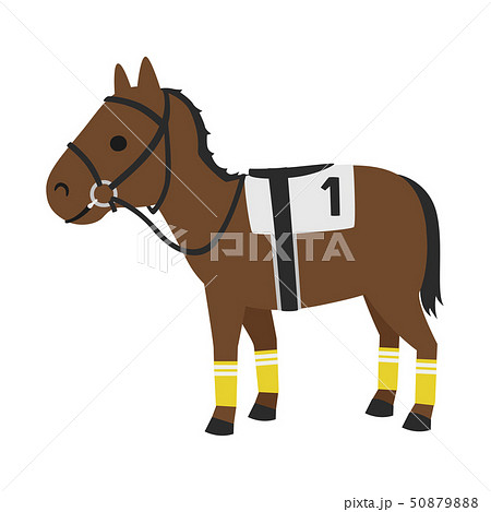 競馬のイラスト サポーターやテーピングなど 足を保護するバンテージという馬具を付けた馬 のイラスト素材