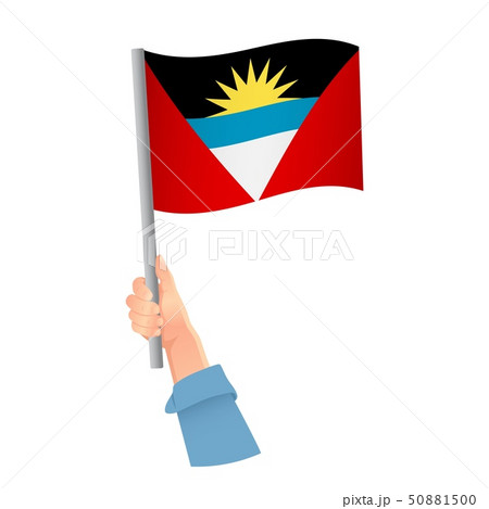 Antigua and Barbuda flag in hand icon 50881500