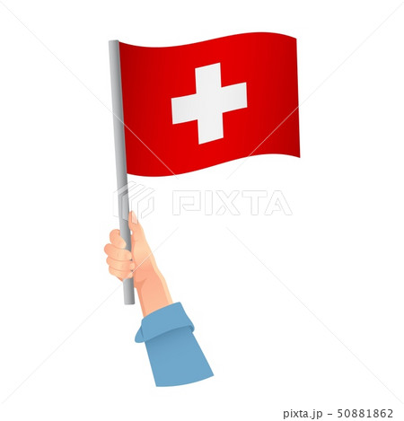 Switzerland flag in hand icon 50881862
