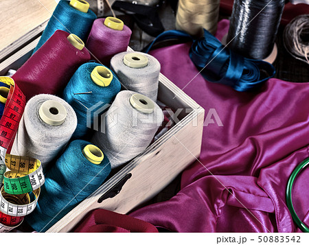 Sew seamstress group object sewing spool and bias tape Sew seamstress group object sewing spool and bias tape 50883542