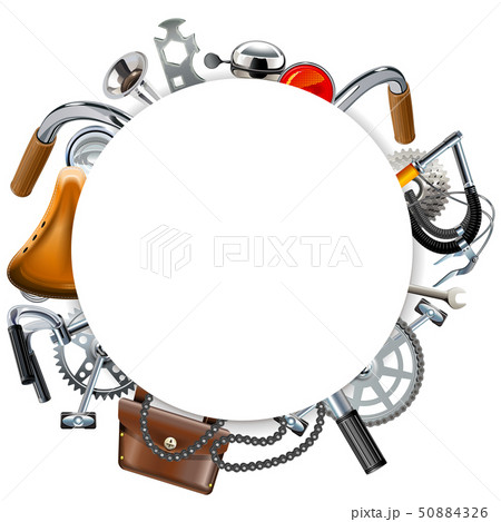 Vector Round Blank Frame with Bicycle Spares Vector Round Blank Frame with Bicycle Spares 50884326