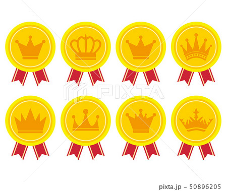 王冠 リボン ランキング 賞 受賞 メダル 金メダルのイラスト素材 5065