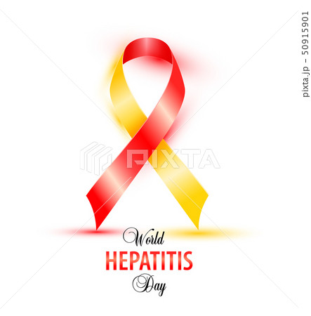 World Hepatitis Day background banner design with red and yellow ribbon. 50915901