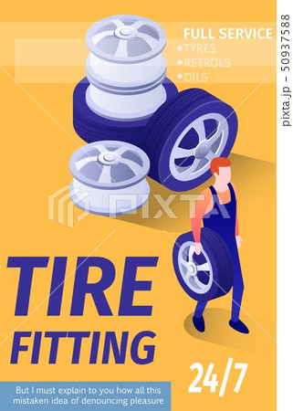 Ad Poster for Tire Fitting Automobile Shop Garage 50937588