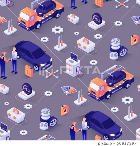 Seamless Pattern with Car Repair Service Concept 50937597