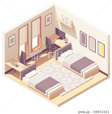 Vector isometric dormitory or dorm room 50952331