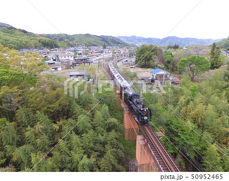 荒川橋梁を渡るSL「パレオエクスプレス」〜ドローンで空撮（埼玉県秩父郡長瀞町長瀞･皆野町下田野） 50952465