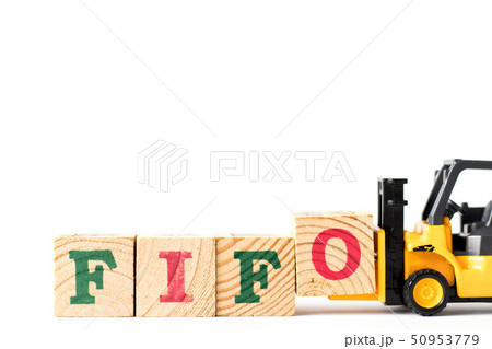 Toy forklift hold letter block o to  word fifo 50953779