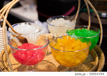 Thai pandan short vermicelli in palm-sugar coconut Thai pandan short vermicelli in palm-sugar coconut 50954764