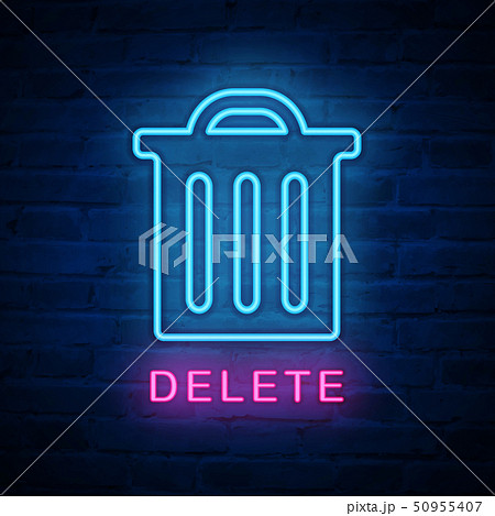 Vector illuminated neon light icon sign delete 50955407