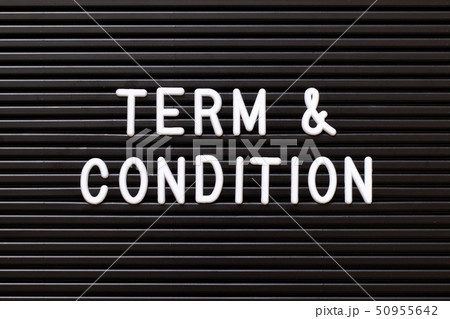 Black felt letter board with word term & condition Black felt letter board with word term & condition 50955642