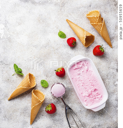Homemade sweet strawberry ice cream 50955659