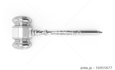 3D rendering Silver gavel, Judge Hammer 50955677