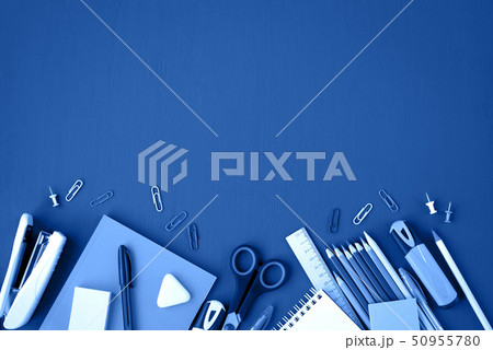 School supplies on blue background School supplies on blue background 50955780