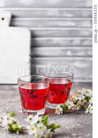 Glasses of healthy cherry juice 50956335