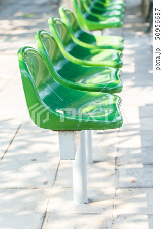 Green bus bench in Thailand. Green bus bench in Thailand. 50956637