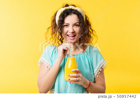 excited woman fresh juice healthy detox smoothie 50957442