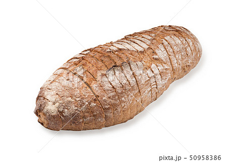 Fresh black bread, sliced, isolated on white background Fresh black bread, sliced, isolated on white background 50958386