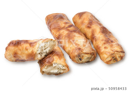 Baking from puff pastry, Vertuta or placinda with cottage cheese and cheese, served with sour cream. 50958433