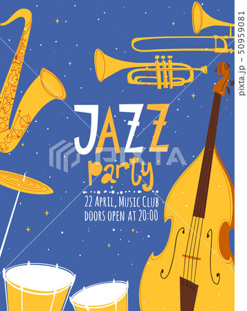 Retro style vector jazz party poster or invitation.  50959081
