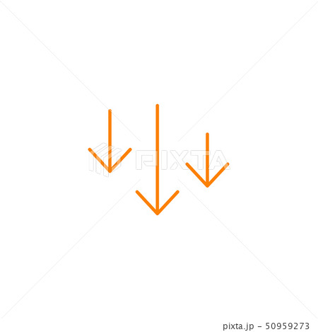 three linear arrows directed down. Vector 50959273