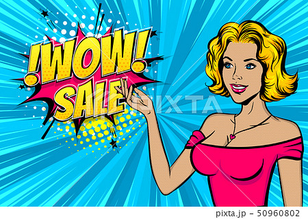 Pop art woman retro girl happy face Pop art woman retro girl happy face 50960802