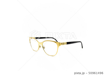 Eye glasses metal in rectangular frame isolated on white background. 50961496