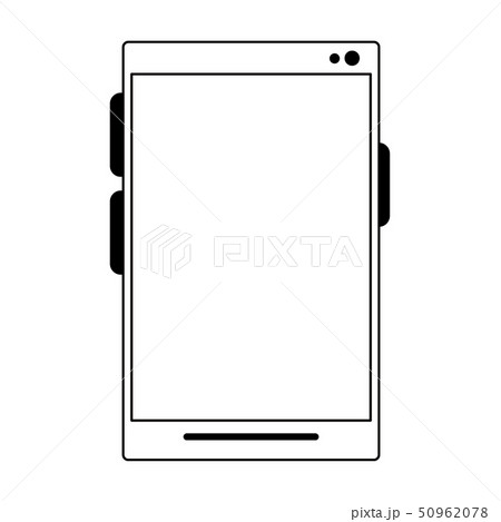 cellphone icon cartoon in black and white 50962078