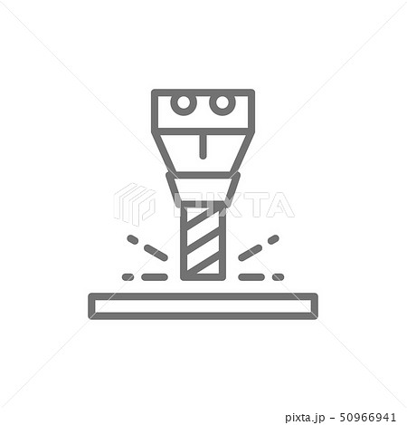 Milling Works Spindle For Cnc Machine Line Icon のイラスト素材