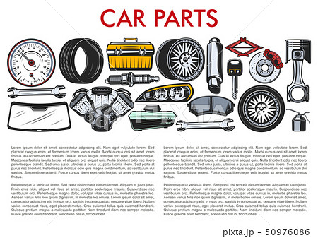 Car parts and automobile service mechanic tools 50976086