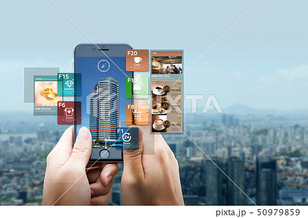 AR application to check relevant information, smartphone augmented reality search concept 004 AR application to check relevant information, smartphone augmented reality search concept 004 50979859