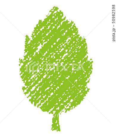 手書き風 色鉛筆 クレヨンタッチ イラスト 葉のイラスト素材