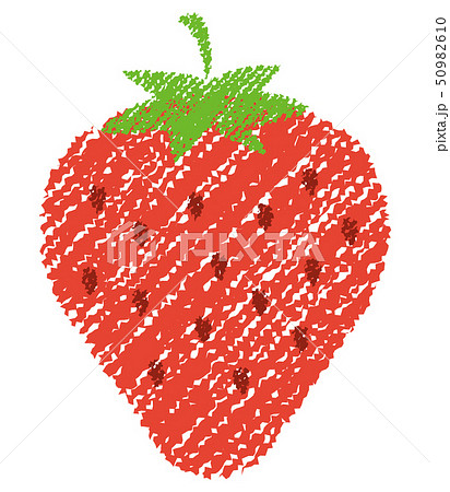手書き風 色鉛筆 クレヨンタッチ イラスト イチゴ 苺のイラスト素材