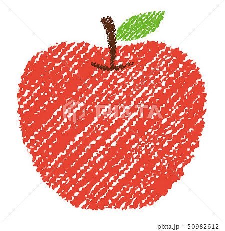 手書き風 色鉛筆 クレヨンタッチ イラスト りんごのイラスト素材