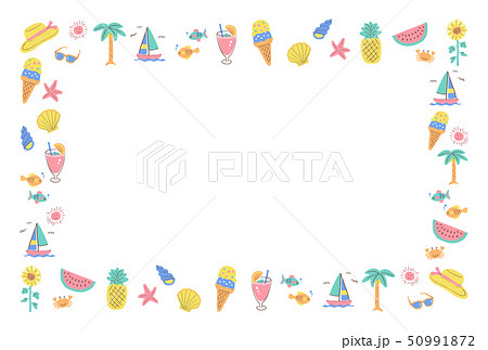 夏のイラスト フレームのイラスト素材