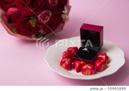 Sweet love, Valentine's day. Heart shaped candy, chocolate, macaroons and rose. 079 Sweet love, Valentine's day. Heart shaped candy, chocolate, macaroons and rose. 079 50993899