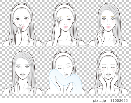 一個女人在做護膚的插圖 51008633