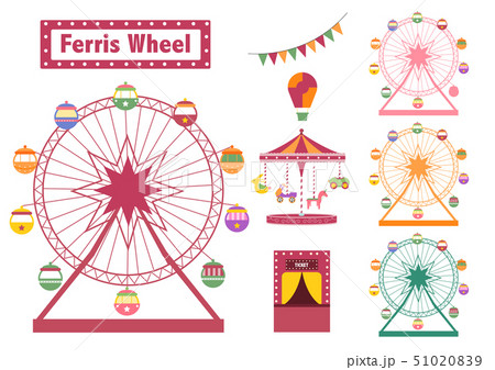 Set of Ferris Wheel colorful from amusement park, Set of Ferris Wheel colorful from amusement park, 51020839