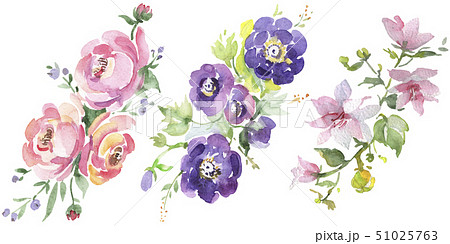 Bouquet floral botanical flowers. Watercolor background illustration set. Isolated bouquets Bouquet floral botanical flowers. Watercolor background illustration set. Isolated bouquets 51025763