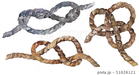 Set of sea rope nots. Watercolor background illustration set. Isolated sailing not illustration Set of sea rope nots. Watercolor background illustration set. Isolated sailing not illustration 51026121