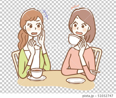 うわさ話 カフェ 女性 2人のイラスト素材