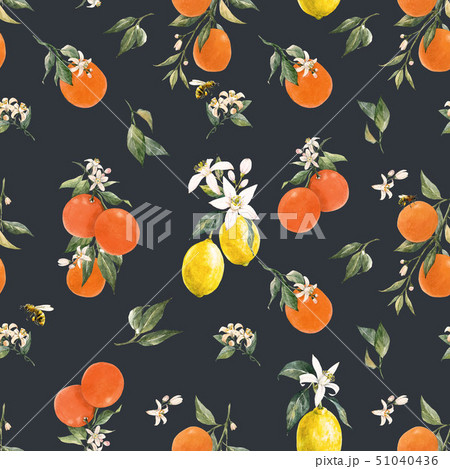 Watercolor citrus pattern 51040436