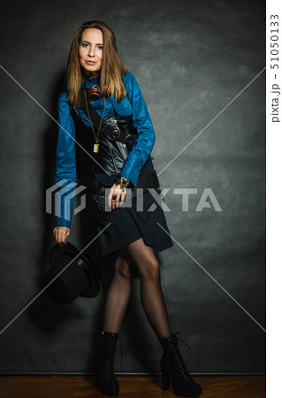 Steampunk retro girl portrait. 51050133